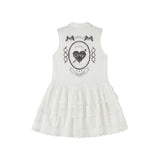 Knitted floral lace sleeveless shirt dress