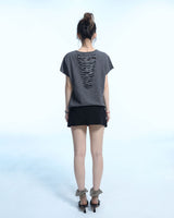 Grunge Claw Camo Eyelet Tee - Charcoal
