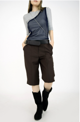 one shoulder mesh sleeveless(2color)