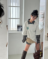 Lucky striped oversized fit short-sleeved T-shirt