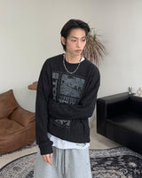 レタングラフィックニットロングスリーブ