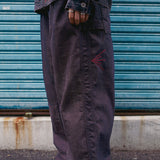 Indian double knee denim pants / Maroon black