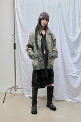Washed High-Neck Field Jacket_Khaki