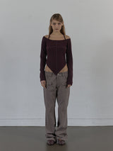 WESTERN CROSS TOP / BURGUNDY