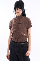 Palma shirring half zip-up