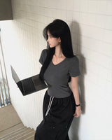 [MADE/S,M] ベーシックレーヨンVネック半袖Tシャツ