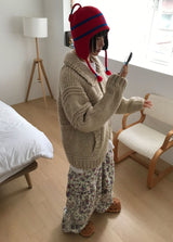 フローラルフリースカーゴパンツ