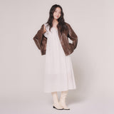 BOMBER LEATHER(FAUX) JACKET (brown)