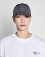 26SS コントラストステッチナイロンボールキャップ