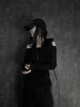 soft drape halter long sleeve T (2color)