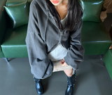 (UNISEX/2WAY) ビッグフードピグメントボクシーヒップルーズジップアップ - 2 COLOR