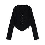 ディストレストニットカーディガン[Black]