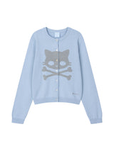 KIRI SKULL KNIT CARDIGAN (BLUE)
