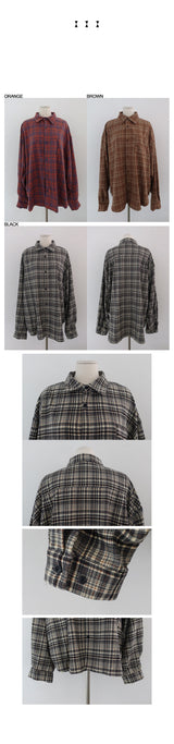 COUPLE OVER FIT CHECK SHIRTS (3COLORS!)