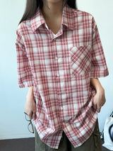 Conti Linen Check Oversized Boxy Shirt 3color