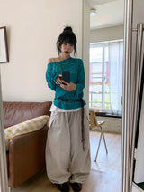 Libya Loose-Fit Boat Neck See-Through Knit