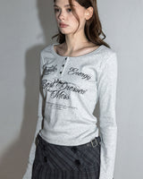 BDM Henley Neck Long Sleeve Melange Gray