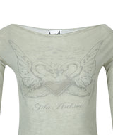 HEART WING SHEER LONG SLEEVE_KHAKI