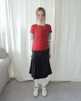 SLOW BUTTON FLARE MIDI SKIRT