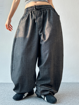BALLOON BANDING LONG DENIM PANTS💙🖤 - 2 COLORS