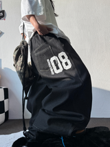 ナンバリングインディゴローステッチワイドバルーンタトゥープリントデニムロングパンツ 🩵🖤 - 2 カラーズ