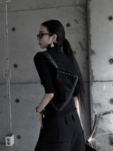 studded shoulder shark bag