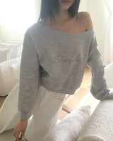 Riven Cubic One Off-Shoulder Sweatshirt