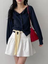 Forming Boat Neck Cardigan T-shirt