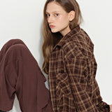 Oversized Check Shirt Brown