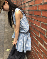 ベニスストラップスリーブレスチェッカードミニドレス