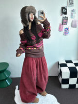 コーデュロイオールバンディングバルーンパンツ ❤🩶💚3COLOR