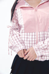 Check Ribbon Wind Breaker Pink