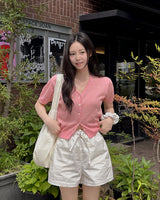 Ab linen short-sleeved cardigan