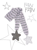 Fluffy Striped Scarf with Star Accents at Both Ends, Cozy Long-Yarn Wrap for Autumn & Winter
