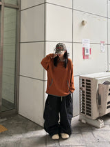 knit diagonal zipper hoodie