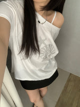 ファビアン ビーズ オフショルダー Tシャツ