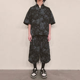 tiedye capri cargo shorts_black