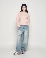 25FW WOMAN BASIC LOGO KNIT LIGHT PINK