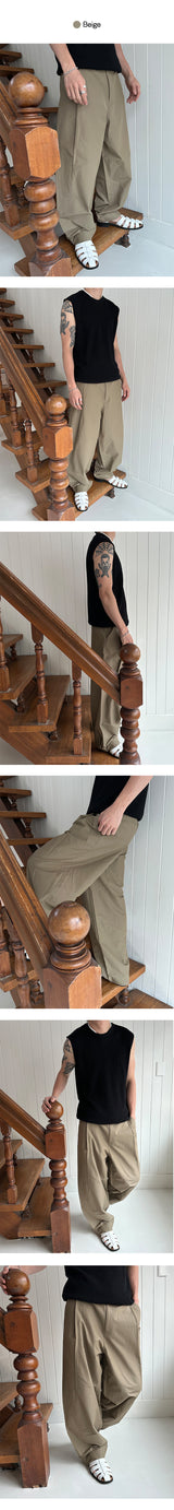[S/S] Nylon tuck wide slacks (3color)