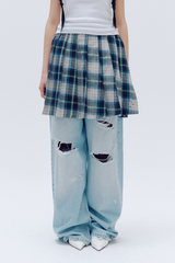 WIDE CHECKERED SKIRT