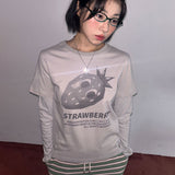 アッシュストロベリーレイヤード長袖Tシャツ  [3 color]