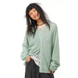 Slouchy crewneck wool cardigan jumper