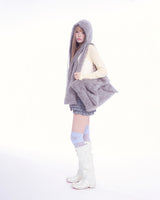 Fluffy hood muffler (gray)
