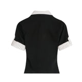 Solene Stripe Collar Slim Shirt