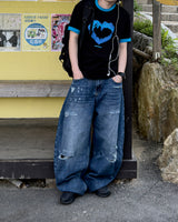 Part Blue Wash Distressed Denim