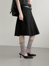 Cotton Gored Flare Midi Skirt