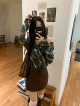 Leaf Trail Check Scarf Long Sleeve T-shirt