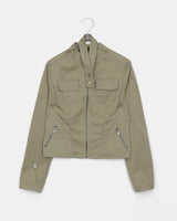 Muhee No Collar Neck Strap Two-Burton Two-Pocket Crop Jacket