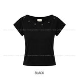 Kit Eyelet Boat Neck Slim Short Sleeve