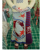 UnsocalNight2025 Original Literary Retro Autumn and Winter プリントブルーストレートマシェパンツ